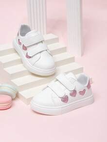2026 New Kids Canvas Sneakers, Girls Casual Sports Shoes, Heart Design White Shoes - Beige - View 6
