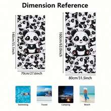 1 pièce Serviette de plage en fibre ultra douce et fine avec un design mignon de panda - Séchage rapide, légère et lavable en machine - Idéale pour la piscine, le camping, le pique-nique et les journées à la plage - A - Voir 2