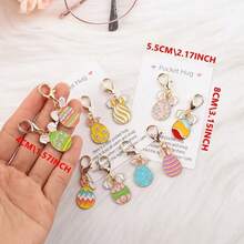 10个可爱迷你复活节兔子彩蛋钥匙扣，口袋拥抱魅力彩蛋和口袋拥抱卡片复活节钥匙圈，非常适合生日、复活节、母亲节、父亲节等特别场合，鼓励合成宝石，可爱迷你纪念品礼物 - 彩色 - 查看 3