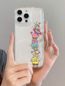 SPONGEBOB 1个时尚卡通可爱海绵宝宝、海星、松鼠、蜗牛图案透气防震手机壳，兼容三星/ 17/16/15/14/13/12/11 Pro Max/12 Pro/14 Plus 及其他型号 - 彩色 - 查看 7