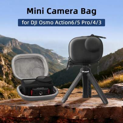 适用于 Osmo Action 6/5 Pro/4/3 Mini 的便携式收纳包，采用耐用的 PU 皮革和 EVA 材料，灰色或黑色可选，是旅行摄影、Vlog 和户外探险的理想之选，提供全面保护 | Osmo Action 相机收纳 | 方便携带 | 假日旅行自拍摄影配件 | 夏季海滩派对摄影收纳配件