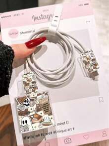 Ghost Everyday Data Cable Protector Compatible With Apple Data Cable, Suitable For 18-20W Charger Protective Case, Anti-Breakage And Anti-Scratch - Clear - View 2