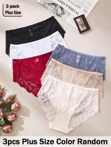 APRSEA 3条/包 大码女士蕾丝内裤，颜色随机 - 彩色 - 查看 9