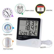 1pc HTC-2 LCD Electronic Hygrometer, Smart Digital Thermometer & Hygrometer - Weather Station Clock, Indoor Outdoor Temperature Sensor With Alarm Clock, Creative Dual Temperature Display Home Use Digital Thermometer Hygrometer With Alarm - Combo Version (HTC-2) - View 5
