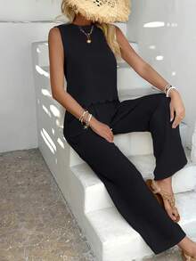 Winter Outfit,Date Night Look,Valentine's Day,Summer Must-Have! 's Hottest Sleeveless Sets (Restocking Soon!) |   Tomato Girl Summer School Uniform |   UPF 50+ Sun Protection ('s Hottest Find) - 黑色 - 查看 2