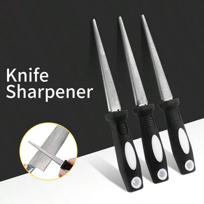 1pc Black & White Handheld Sharpener, Sharpening Rod, Small Half-Round File, Suitable For Daily Handwork On Wood, Metal, Plastic Pipe, Jade, Amber, Rings, Etc.