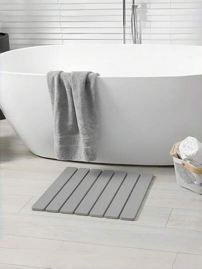 1片可折叠石质沥水垫，适用于厨房台面、浴室地面，速干硅胶吸水垫和台面沥水托盘，浴室和宠物用品必备品