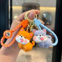 1pc 2026 Hot Selling Cartoon Shiba Inu Keychain PVC Figurine Pendant Couple Cute Keyring Backpack Car Key Chain Gift, Perfect Gift, Holiday Gift, Birthday Gift, Interesting Gift, Valentine's Day Gift - Multicolor - View 4