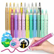 12/18/20 Farben Acrylmarker Set + 12 Hauttöne, wasserbasiert, wasserfest, schnelltrocknend, geeignet für verschiedene Materialien (Stein/Keramik/Holz/Glas/Papier), Kunstmalerei/Porträtskizzen/DIY Basteln/Graffiti, hohe Farbsättigung & nicht verlaufend, unverzichtbares Künstlerzubehör Set für professionelle Künstler - Acrylmarker - Übersicht 6