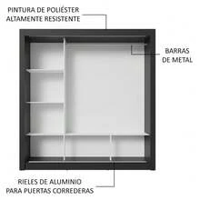 Ropero Closet Madesa 3 Puertas Color Negro y Gris - Negro y Gris - Ver 6