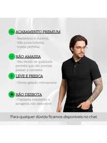 Polo Camiseta Masculina Malha Texturizada Casual Confort 070 - Preto - Visão 3