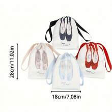 1pc Portable Breathable Mesh Dance Bag, Women Ballet Shoes Storage Drawstring Bag - Multicolor - View 3