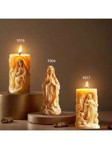 Various Virgin Mary & Jesus Prayer Embossed Wax Candle Silicone Molds - White - View 1