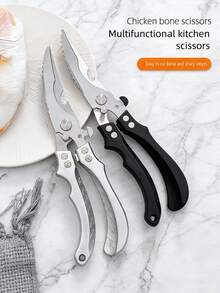 Heavy Duty Stainless Steel Kitchen Scissors, Sharp Multi-Purpose Food Shears For Chicken Bone Meat Vegetable, Holiday Kitchen Gadget Gift For Thanksgiving Christmas - Multicolor - View 5