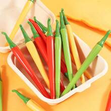 创意仿真辣椒中性笔，可爱蔬菜造型水性笔，黑色签名笔，学生文具及办公用品 - 套裝 - 查看 1