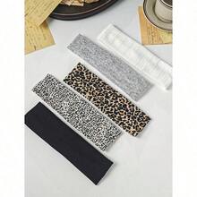 5pcs Versatile Satin Leopard Print Headbands, Women Everyday Hair Accessories Turban Headband Sweatband, Hairband Fall Winter Hair Band For Vacation Outfits Woman Elegant Scarf Women Bandanas Soft Headwrap - 彩色 - 查看 2