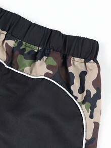 1pc Tween Boys' Fashionable Contrast Color Casual Outdoor Sports Running Fitness Straight Leg Shorts - Black - View 5