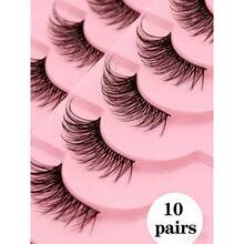 ¡Techo de deseo puro! El artefacto de maquillaje desnudo con pestañas postizas de tallo negro y medio ojo rizado naturalmente simula que la bandeja rosa del rey con una relación calidad - precio de 7 pares / 10 pares de ojos alargados es más portátil. - C-10 (Denso) - Ver 5