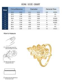 Charm-In Nhẫn mạ vàng chạm khắc rỗng kiểu cổ điển dành cho nữ, đa năng cho các bữa tiệc, đi làm, quà tặng cho bạn gái/bạn thân, thanh lịch. - Vàng - Xem 5