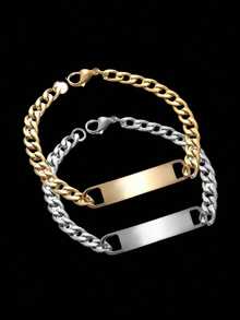 Personalized Carved Name ID Pattern Bracelet, Women's Bracelet Suitable For Daily Holiday Parties, The Best Gift To Give To Friends - Multicolor - View 4