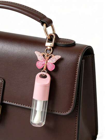 1pc 5ml Transparent Lip Gloss Tube With Butterfly Keychain Pendant,Butterfly Keychain Lip Gloss Refill Bottle,Clear Lip Gloss Tubes With Wand, Lip Oil Dispensing Tube,Portable Lip Gloss Dispenser Bottle Keychain/Bag Charm,Leak-Resistant,Reusable, Suitable For Liquids, Lip Oil, And Concealer,Can Be Used Daily, For Travel, Events,Parties,Ideal For Perfumers, Estheticians, Makeup Artists, Beauty Enthusiast & Travel Lovers,Valentine's Day Gifts, Birthday Gifts, Party Gifts, Wedding Gifts