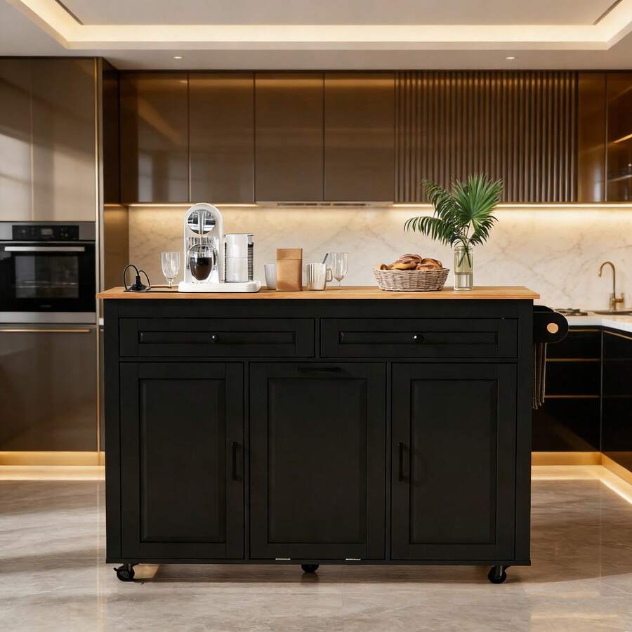 Mobile Storage Islands - Black + MDF - View 1