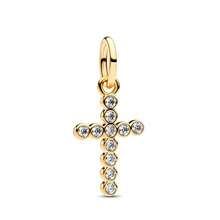 时尚欧美金色青铜色玻璃蝴蝶吊坠珠，蓝色花朵珠，适配925镀银原创DIY手镯，女士珠宝礼品 - 彩色 - 查看 22