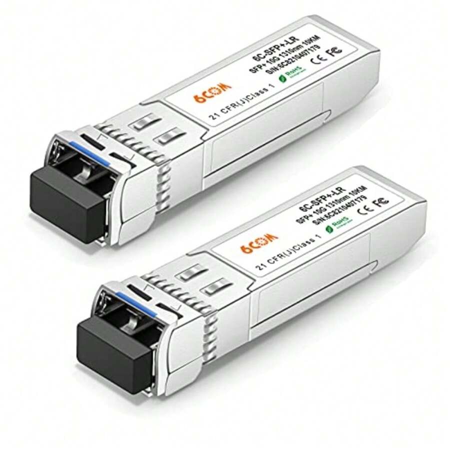 Paquete de 2 transceptores 10GBase-LR SFP+ módulo de modo único 10G LC para Cisco SFP-10G-LR Meraki MA-SFP-10GB-LR Ubiquiti UF--10G Mikrotik D-Link Supermicro Netgear DDM 1310 nm 10 km - como en la foto - Ver 1