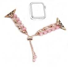 1pc Rose Gold Cat Eye Stone Watch Band, Compatible With Apple Watch 38/40/41/42/44/45/46/49mm, Personalized Pendant Bracelet Strap Suitable For Apple Watch Ultra 3/2/1 Series 1-11 (Band Only, Watch Not Included) - Rose Gold - View 6