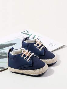 yibubu Giày trẻ sơ sinh màu xanh hoàng gia, giày trẻ sơ sinh unisex, kiểu dáng tối giản và thời trang, mềm mại và chống trơn trượt, giày cho trẻ sơ sinh, giày cho trẻ mới biết đi. - Xanh đậm - Xem 4