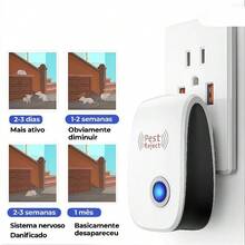 Repelente eletrônico ultrassônico de mosquitos, repelente inteligente de mosquitos. Repele diversas pragas. Pode repelir moscas, mosquitos, baratas, morcegos e ratos. Produto repelente de mosquitos, controle de insetos.Repelente ultrassônico de roedores - Entrada do Brasil (220V) - Visão 8