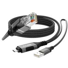 Cable Ethernet para Fire TV Stick de 1.2 m. Adaptador Micro USB a RJ45 Ethernet con cable de alimentación USB-A compatible con Streaming Stick Chromecast  Home Mini LAN red trenzado de - 1,82 m - Ver 2