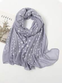 1pc New Women's Solid Color Striped Linen Jacquard Scarf, Fashionable And Elegant Polka Dot Shawl, Can Be Used As Headscarf, Daily/Evening Dress Accessory, Travel Sun Protection Shawl, Also Suitable As Holiday Gift - Scarf - View 12