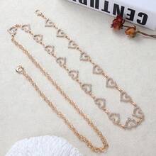 "Cinto Corrente Escultural Dourado Feminino – Design de Corações com Cristais em Liga Metálica" - -1 - Visão 6