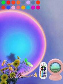 LED Sunset Lamp Projector, Bedroom Living Room Decor Photo Background Gadget, Halloween/Christmas Decoration, Office Desk Accessory, Camping/Party/Birthday Mood Booster, Wall Decor Romantic Gift, One-Button Cozy Scene Creation! - Multicolor - View 18