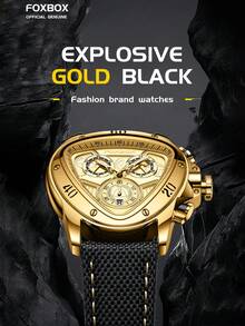 LIGE 男士经典石英表，防水夜光，不锈钢表带，双时区设计 - 金色 - 查看 3