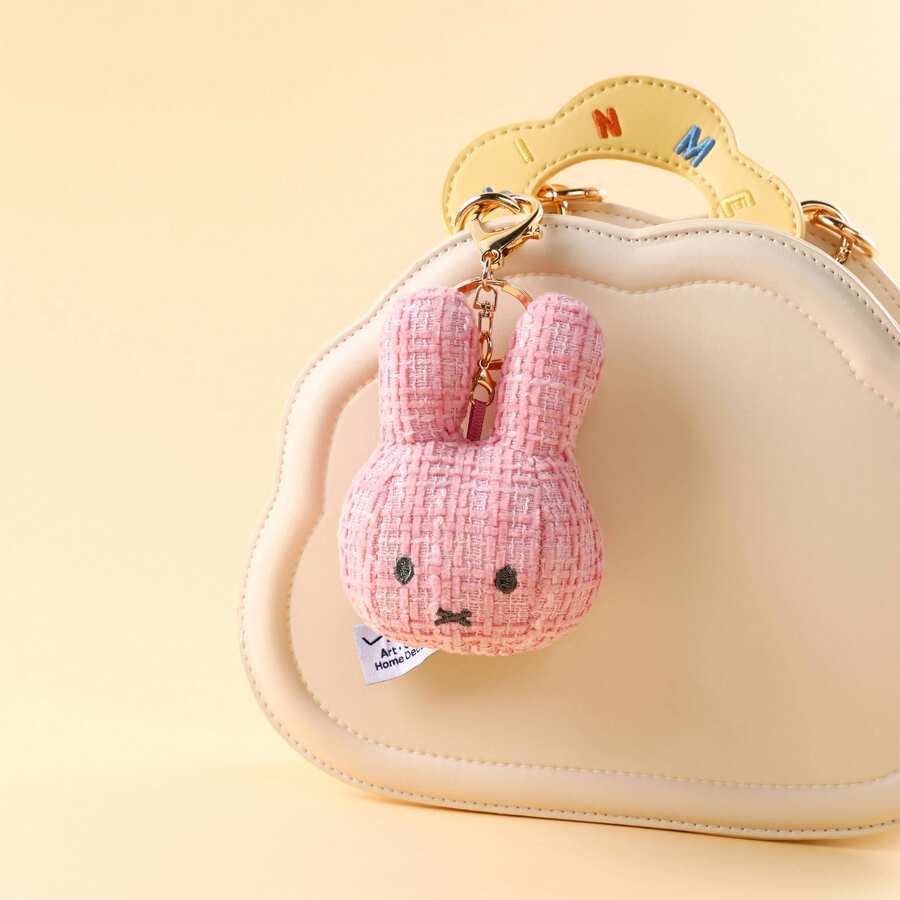 Miffy Rabbit Face Soft Hanging Keychain, Cute Rabbit Soft Bag Charm, Miffy Theme Collectible Surprise Plush Pendant, Can Be Hung On Bags, Backpacks, Keys, Super Adorable Fluffy Keychain Accessory - Multicolor - View 1