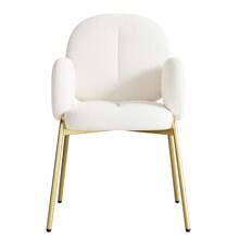 Dining Chairs, Lounge Chairs, Banquet Chairs, Gold-Yellow Legs, Beige, Dimensions: W 55 Cm X D 64.5 Cm X H 88 Cm (4 Chairs) - Beige - View 7