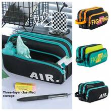 English Letter Handheld Large Capacity Multi Functional Middle School Students Stationery Bag Boy Pencil Case - Multicolor - View 3