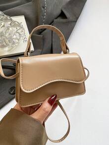Bolso de mano minimalista de unicolor estilo coreano, nueva bolsa de hombro de moda, elegante bolso cruzado cuadrado personalizado para mujeres - Multicolor - Ver 14