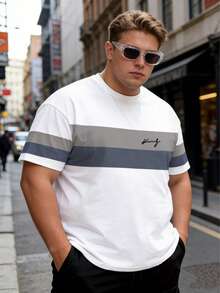 Áo thun sọc thời trang nam cỡ lớn, áo thun tay ngắn thoáng khí tối giản cỡ lớn - Nhiều màu - Xem 3