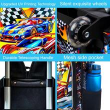 3 PIEZAS Mochila con ruedas estilo libro para niños, mochila escolar con ruedas, conjunto de mochila con ruedas con estampado UV y lonchera - Mochila con ruedas - Ver 4