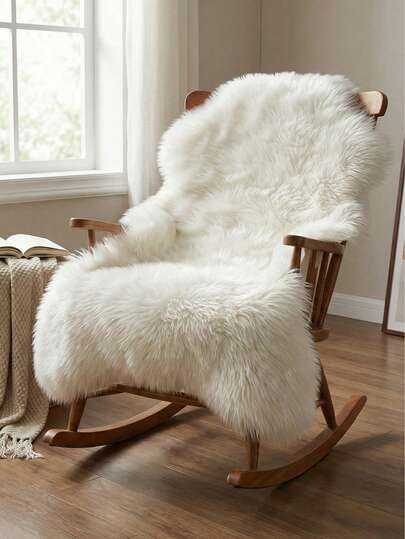 1pc Faux Fur Decorative Long Carpet, 1cm Pile Length, Super Soft Suede Bottom, Suitable For Winter Ladies' Home Decor, Soft Area, Machine Washable, Bedroom Carpet, Vanity Carpet, Warm, Living Room Carpet, Dining Room Carpet, Machine Washable, Made Of Long Plush Material, Skin-Friendly Soft, All Season, Personalized Home, Fashion Home, Christmas, Gift, Celebration, Party Supplies, Christmas Decoration