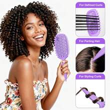 Curl Defining Detangling Brush For Thick 4A-4C Hair - Dual Sided Comb For Wet & Dry Use - 2054 Pale Lilac - View 5