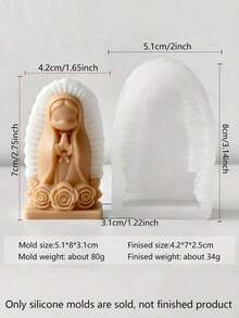 2 Styles Cute Virgin Mary, Heart, Base, Praying Girl Flat Silicone Candle Molds, Easter Decorations, Heat Resistant & Highly Elastic Soft Silicone Molds, Multipurpose - Candle Making, Plaster/Painting, Squeezing Toy/Stress Relief, Photography Backdrop, Home Decor, Holiday Party Gifts, Handmade Crafts, Durable & Easy To Clean, Reusable - 白色 - 查看 9