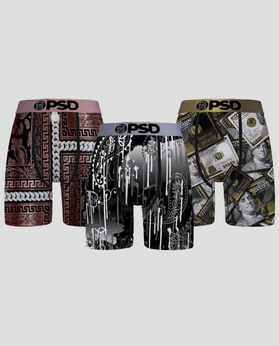 PSD Men's Luster Lux 3-Pack - 7 Inch Inseam -  Underwear - Men's Boxers, Men's Underwear - Men Boxers - Basics - 灰色 - 查看 1