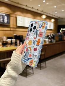 美食与海洋主题编织波浪边极简高端TPU彩绘防震手机壳，兼容 17 Pro/17 Air/17/17 Pro Max、16/11/16 Pro/16 Plus/16 Pro Max/16 e/15 Pro Max/13/14/12/XS/XR/7G/8 Plus/XR/7/8，也兼容 15 Pro Max、13、14，柔软TPU彩绘防震手机壳 - 彩色 - 查看 5