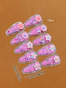 10个随机粉色款式发夹，适合日常使用 - 彩色 - 查看 6