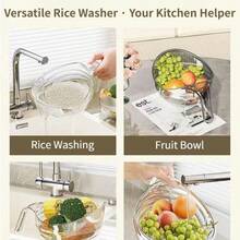 1个塑料淘米器，9x5英寸，带细孔和符合人体工程学的手柄，多功能果蔬清洗碗，小巧轻便，高效沥水和冲洗 - 一個 - 查看 5