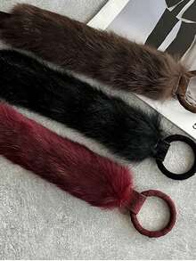 Ceinture de taille en rouge et pelucheuse, design unique, ceinture décontractée pour jupe en jean, accessoire sans boucle - Multicolore - Voir 5